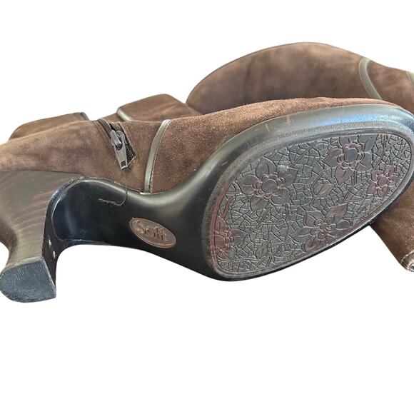 Sofft Ankle Bootie Womens 9.5 Brown Suede Zip Ankle Bootie Kitten Heel Comfort - Picture 6 of 8